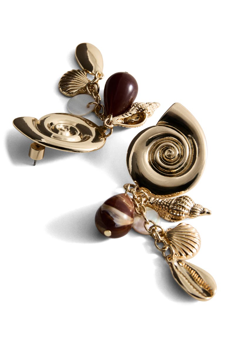 Shell Pendant Drop Earrings, Alternate, color, GOLD