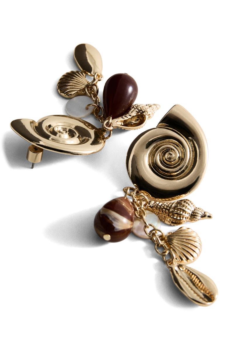 MANGO Shell Pendant Drop Earrings, Alternate, color, Gold