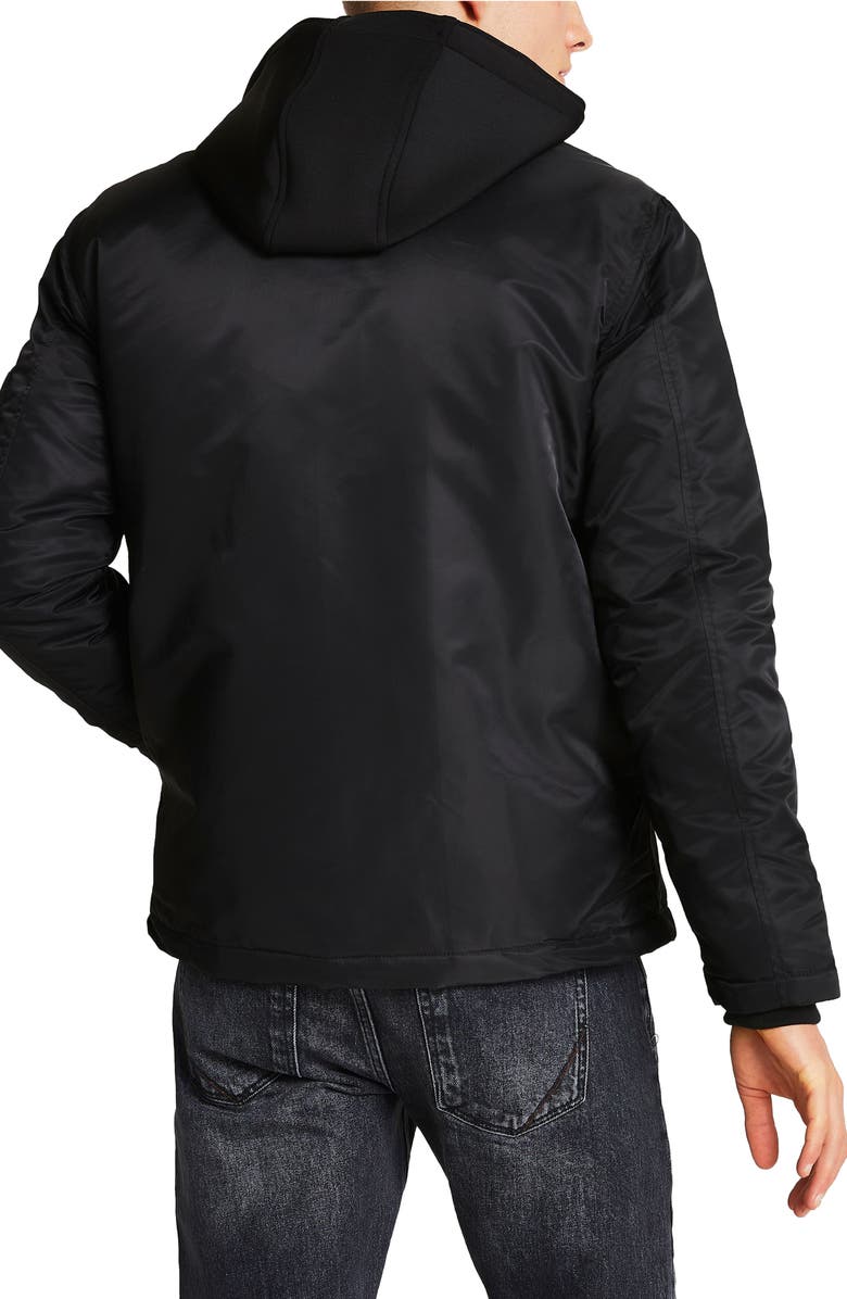 River Island Mixed Media Hooded Coach's Jacket, Alternate, color, 