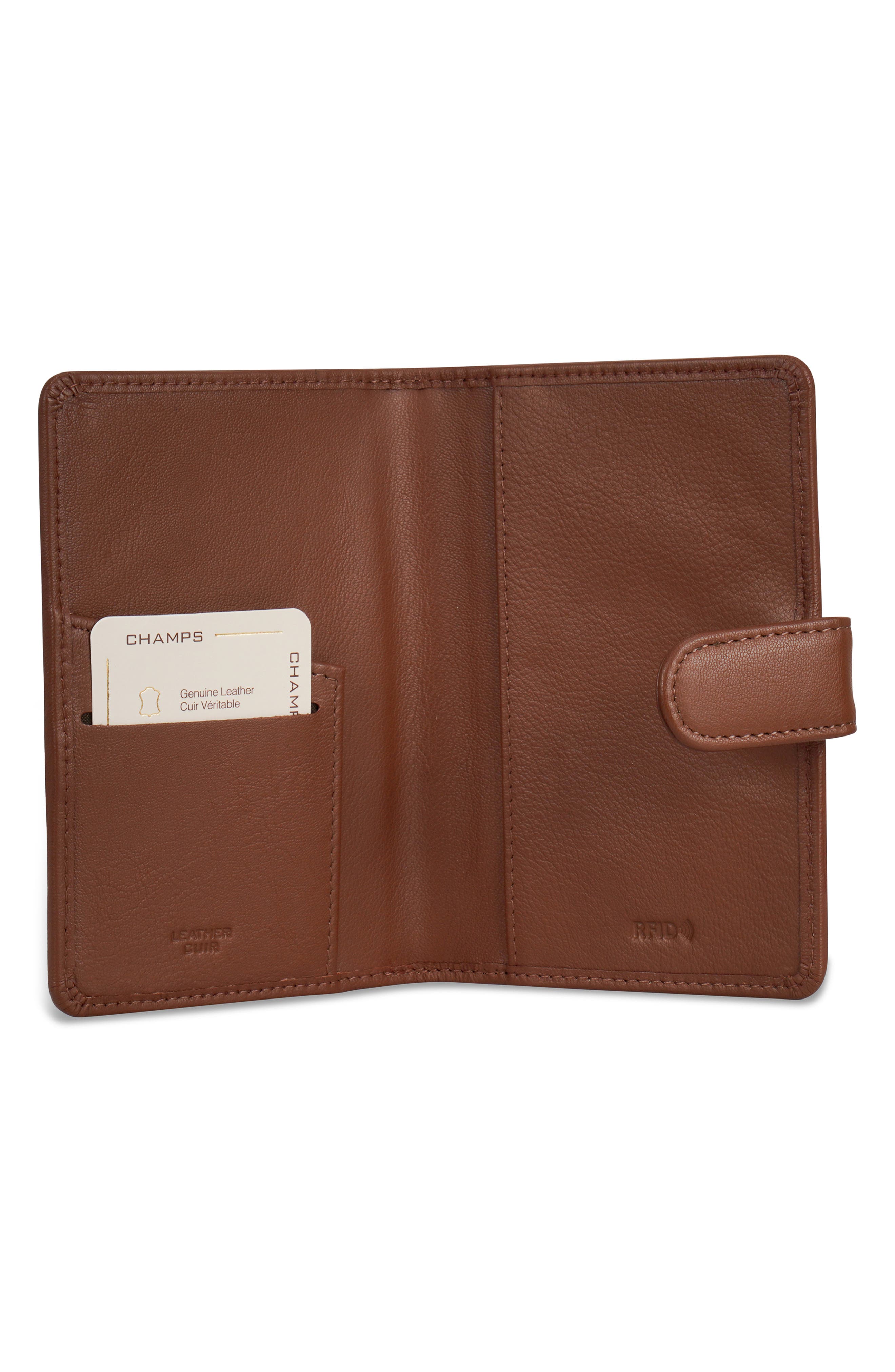 CHAMPS Leather Passport Case, Alternate, color, Brown