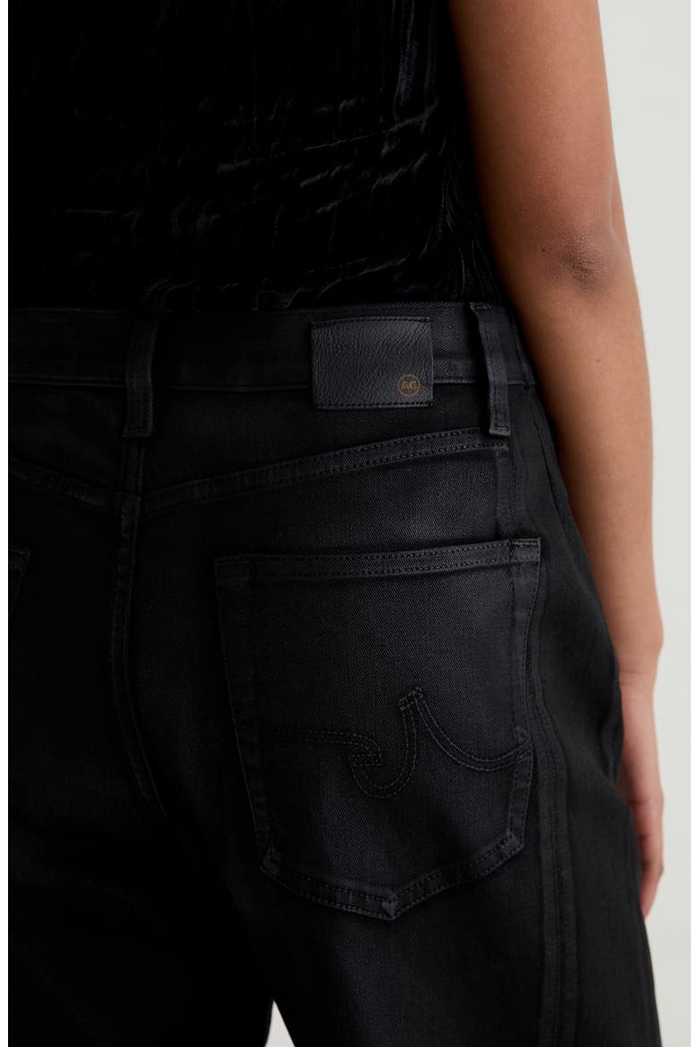 Hattie Coated High Waist Ankle Barrel Jeans, Alternate, color, BLACK