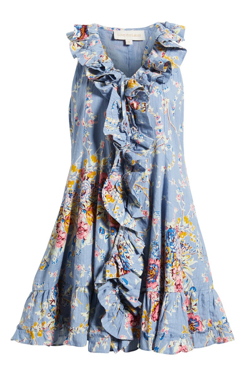 LOVE THE LABEL Bowie Floral Ruffle Detail Cotton Dress, Alternate, color, 