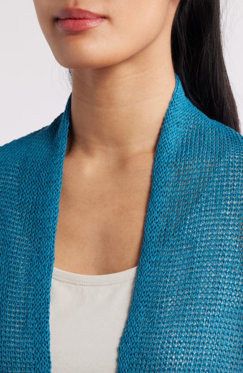 Eileen Fisher Petite Knit Organic Linen-cotton Cardigan In Blue
