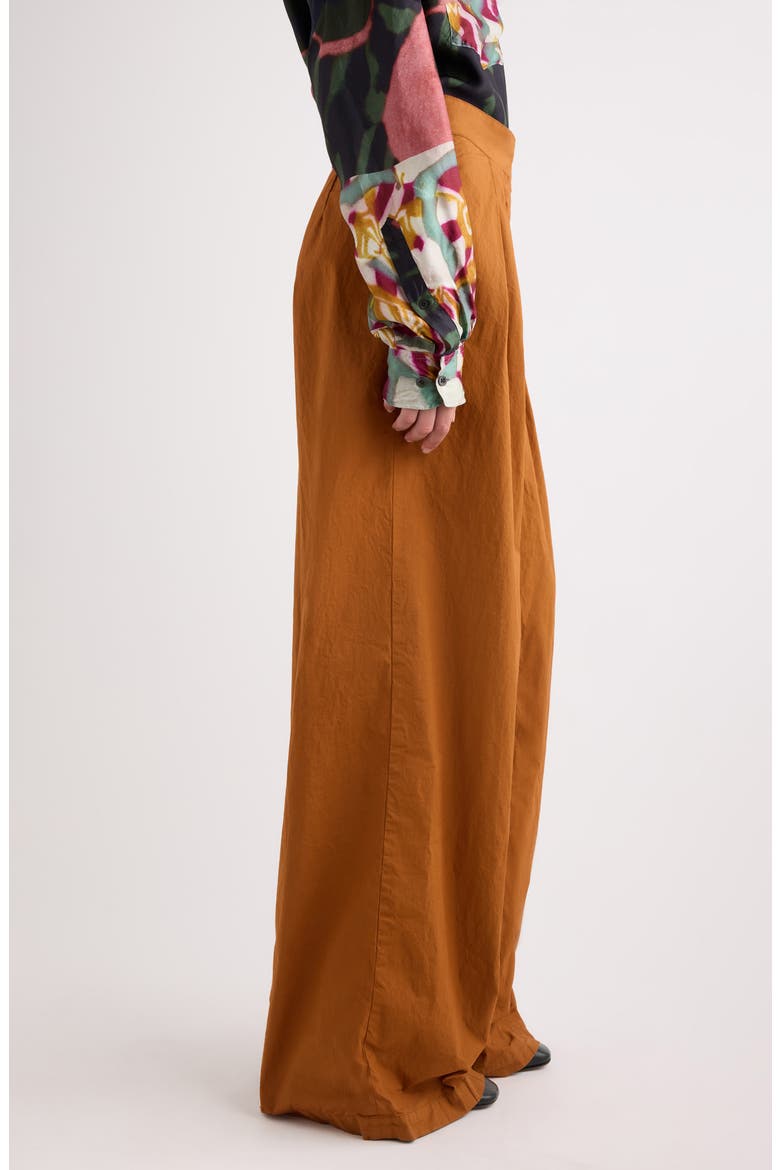 Pamplona Pleated Stretch Cotton Wide Leg Pants, Alternate, color, OCRA