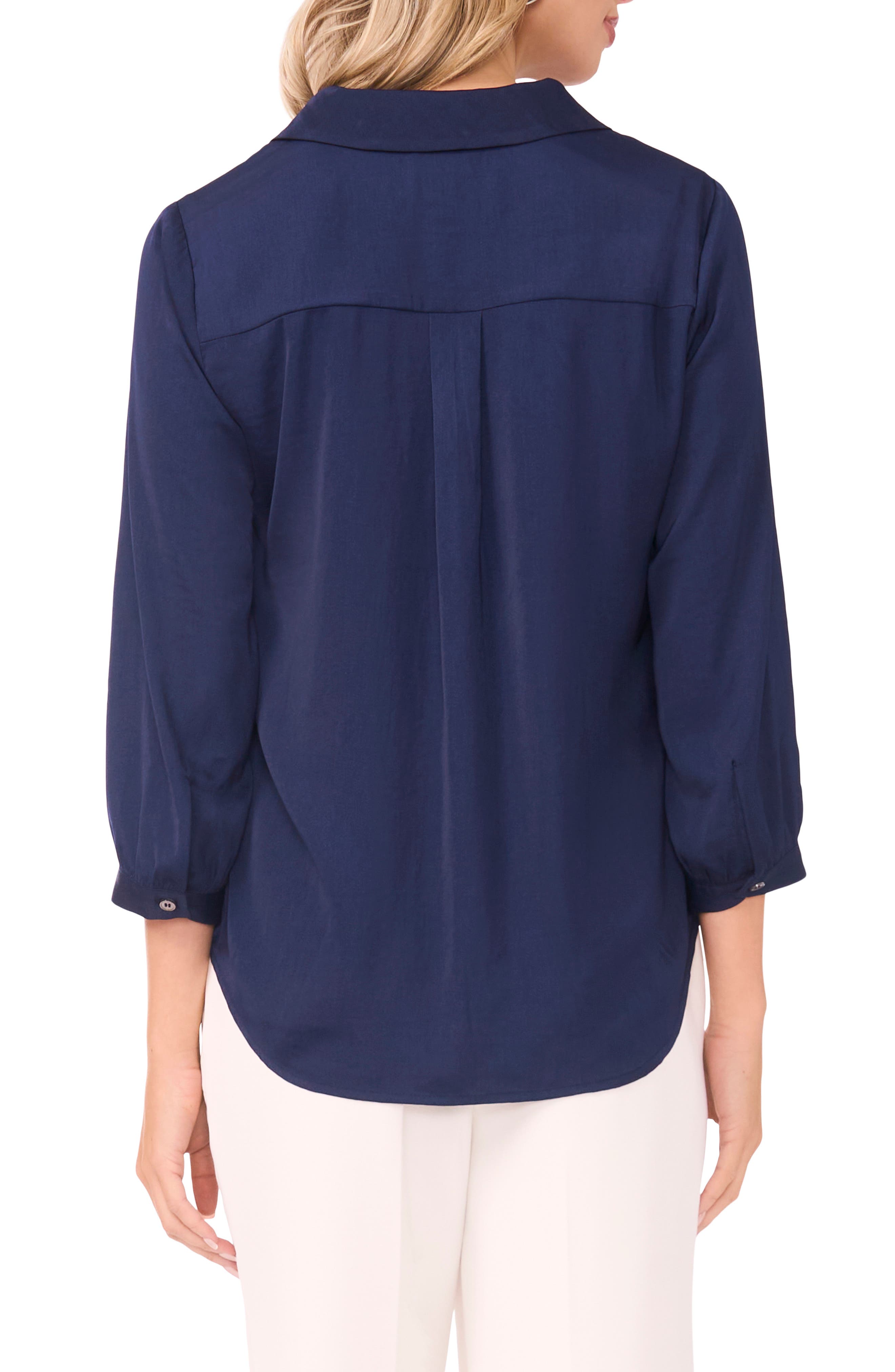 Pleat Front Satin Shirt - image 2