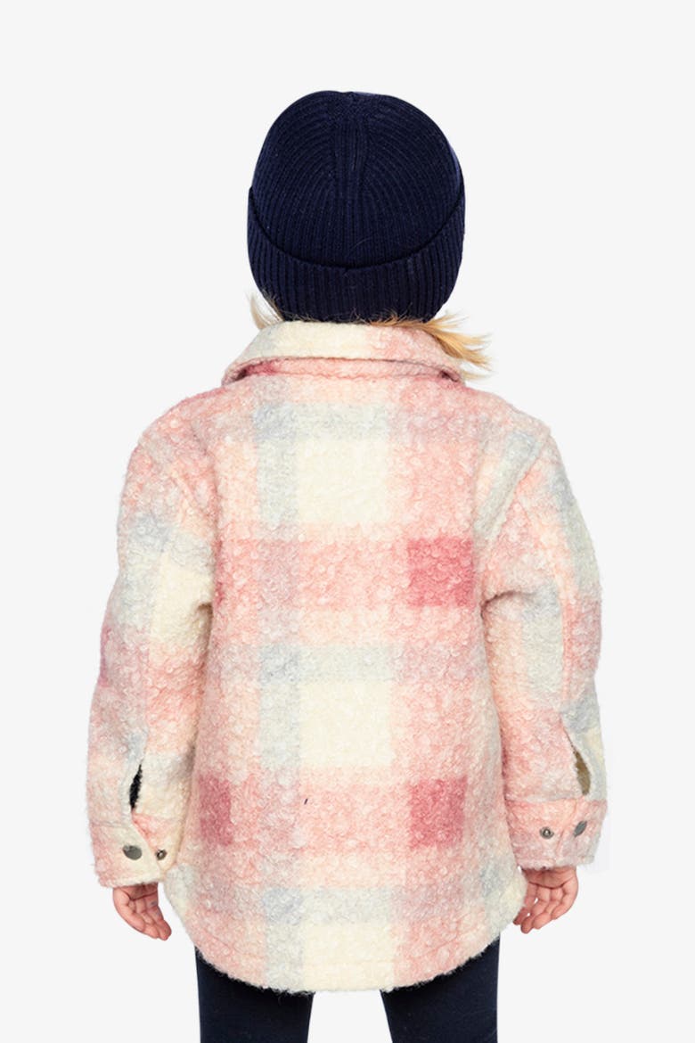 Zipped Plaid Fleece Chest Pockets Overshirt, Alternate, color, Beige and Pink Tiles