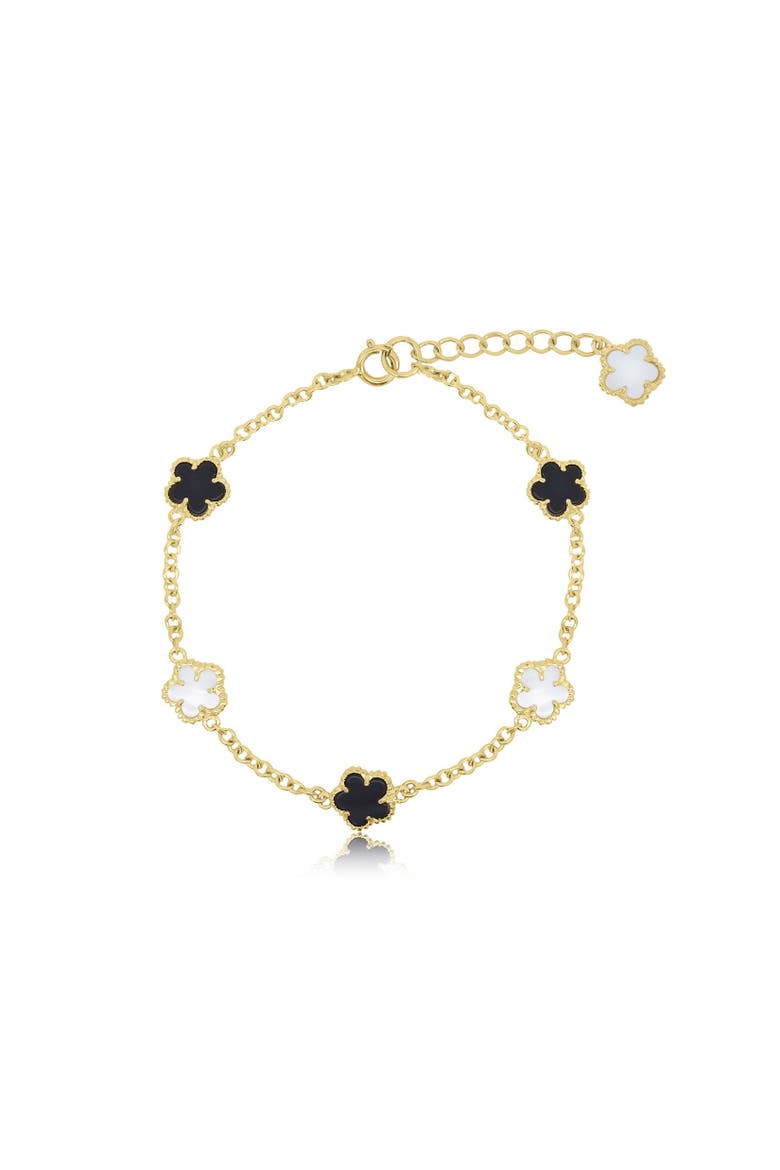 Mother of Pearl and Onyx Spring Flower Bracelet, Main, color, Mother of Pearl and Onyx