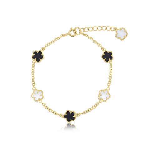 Mother of Pearl and Onyx Spring Flower Bracelet