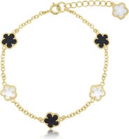 The Lovery Fine Jewelry Mother of Pearl and Onyx Spring Flower Bracelet
