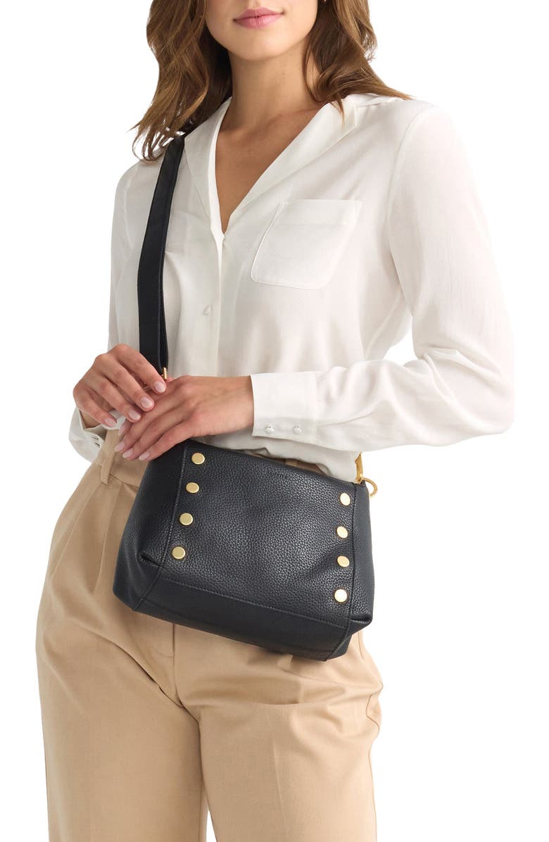 HAMMITT Bryant Medium Shoulder Bag, Alternate, color, Black/ Brushed Gold Red Zip