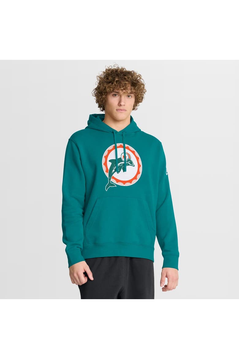 Men's Nike Aqua Miami Dolphins Club Fleece Pullover Hoodie, Main, color, Aqua