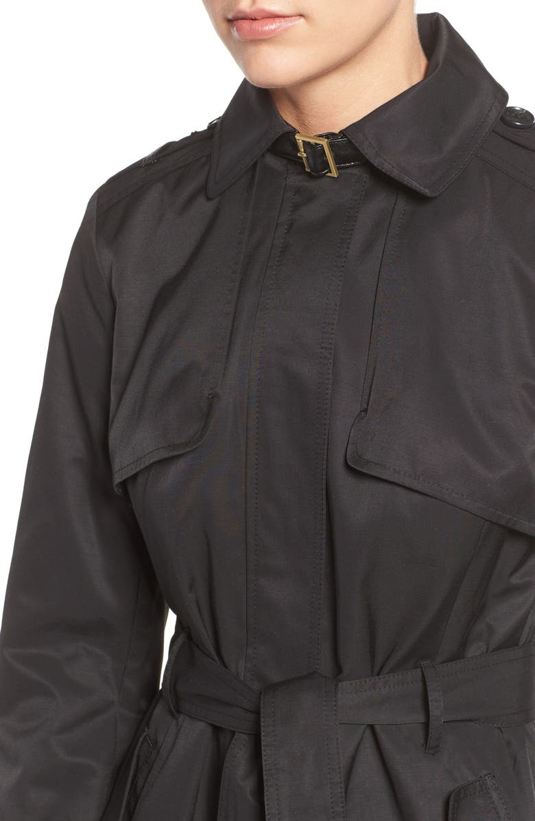 Cole Haan Signature Faux Leather Trim Trench Coat, Alternate, color, 