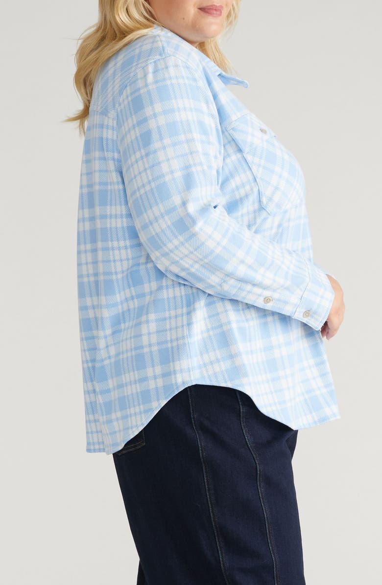 Universal Standard Maine Flannel Button-Up Shirt, Alternate, color, Teapot Whistle Blue
