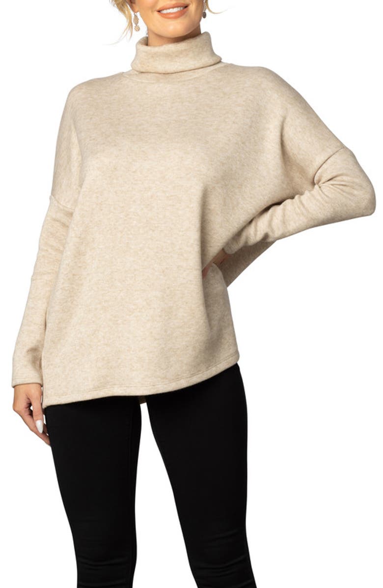 Kiyonna Paris Turtleneck Tunic Sweater, Alternate, color, Oatmeal