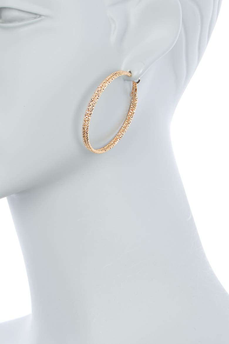 Set of 3 Textured Hoop Earrings, Alternate, color, GOLD- ROSE GOLD- RHODIUM