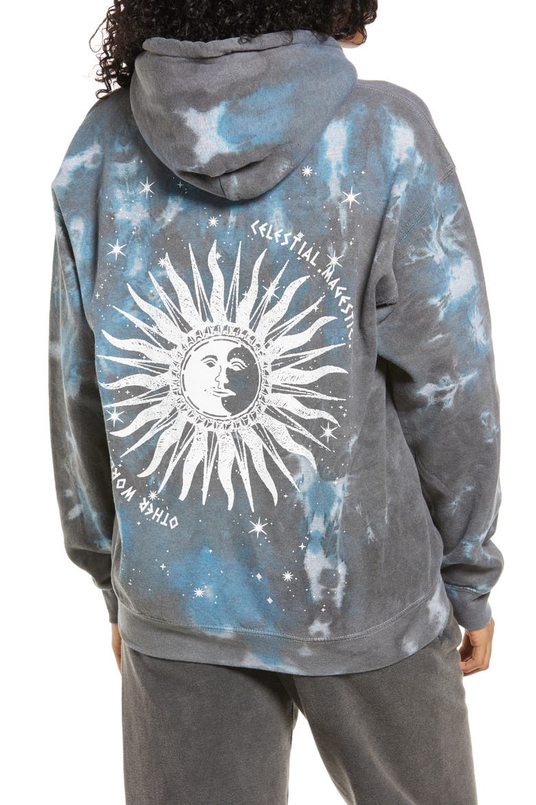 Women's Celestial Tie Dye Hoodie, Alternate, color, BLUE/ BLACK