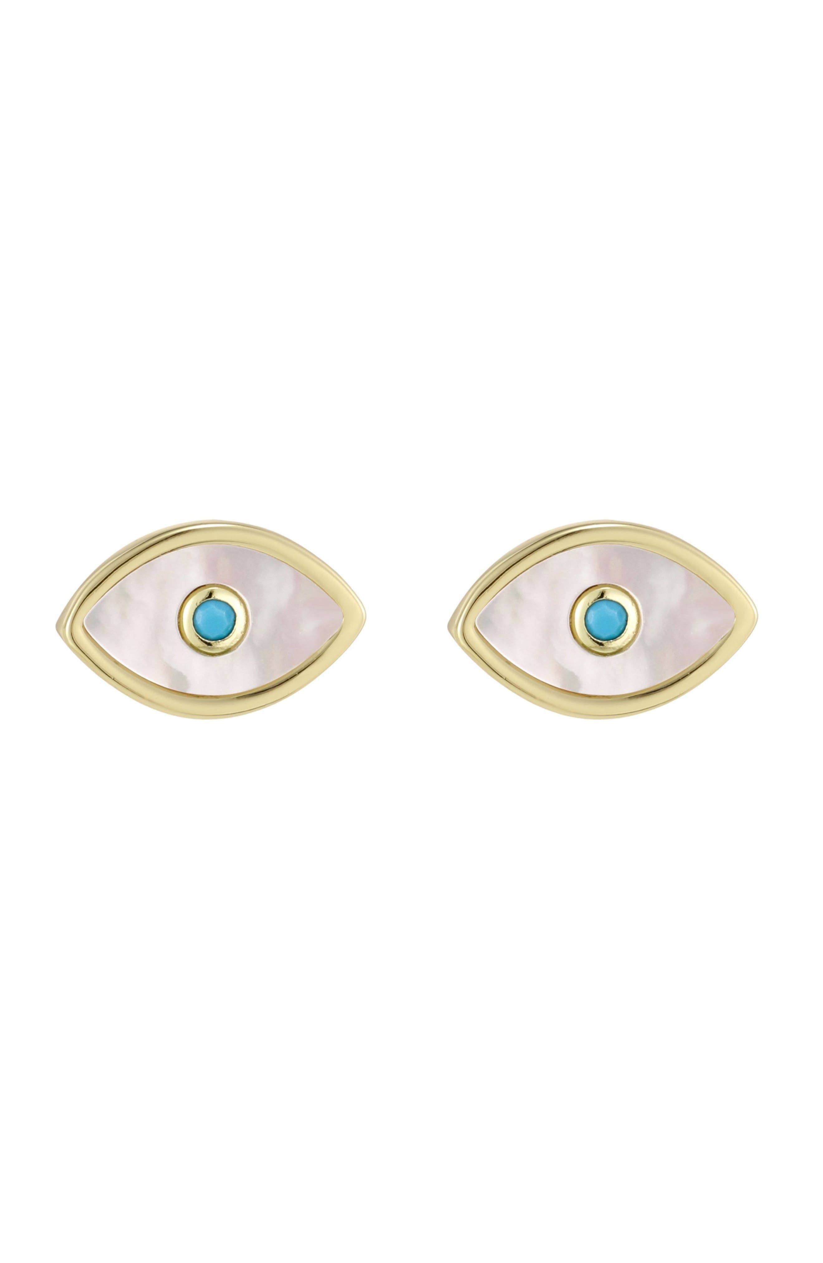 Mother-of-Pearl Evil Eye Stud Earrings