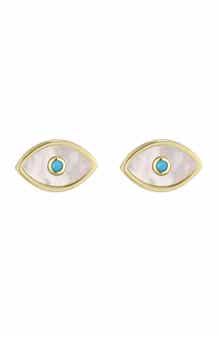 Mother-of-Pearl Evil Eye Stud Earrings