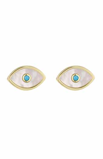 Mother-of-Pearl Evil Eye Stud Earrings
