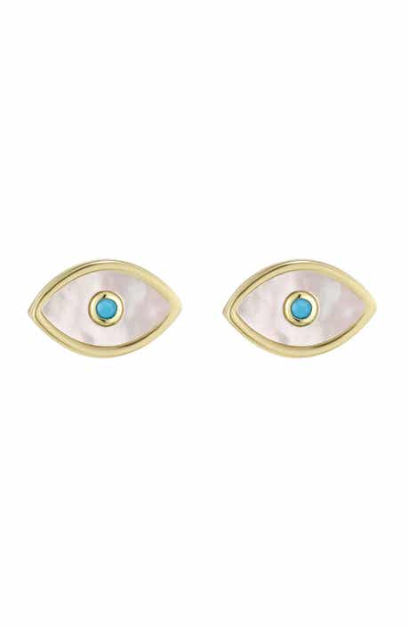 Mother-of-Pearl Evil Eye Stud Earrings