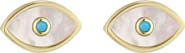 Adornia Mother-of-Pearl Evil Eye Stud Earrings