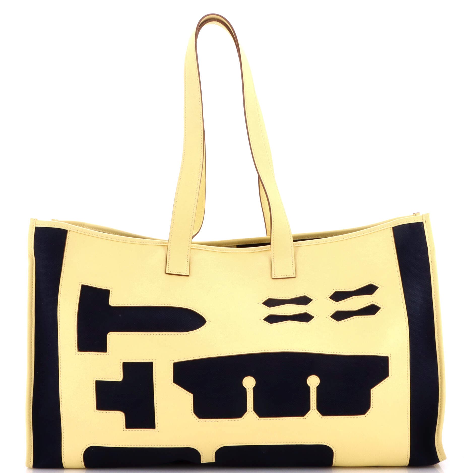 Petit H Skeleton Tote Toile and Leather GM, Main, color, Yellow