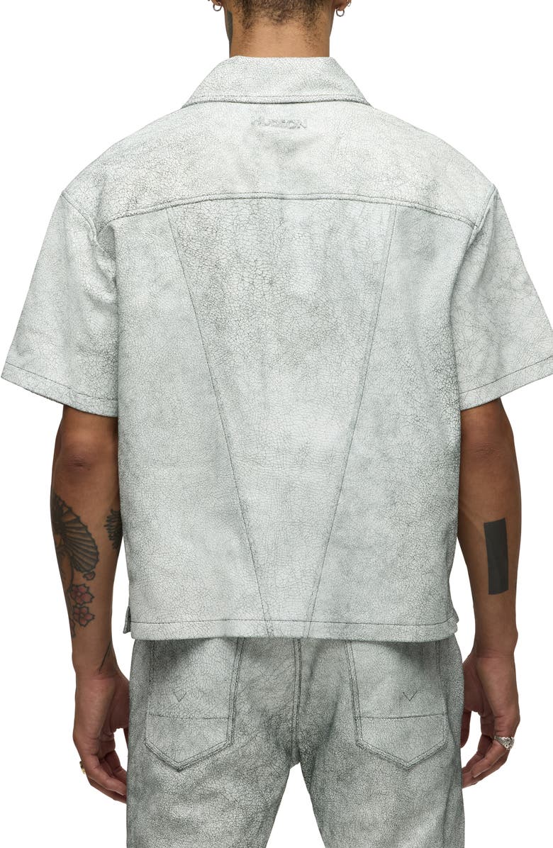 Hudson Jeans Leather Zip Front Shirt, Alternate, color, Cracked White