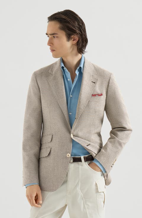 Wool, alpaca and silk houndstooth deconstructed Cavallo blazer