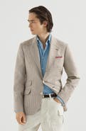 Brunello Cucinelli Wool, alpaca and silk houndstooth deconstructed Cavallo blazer
