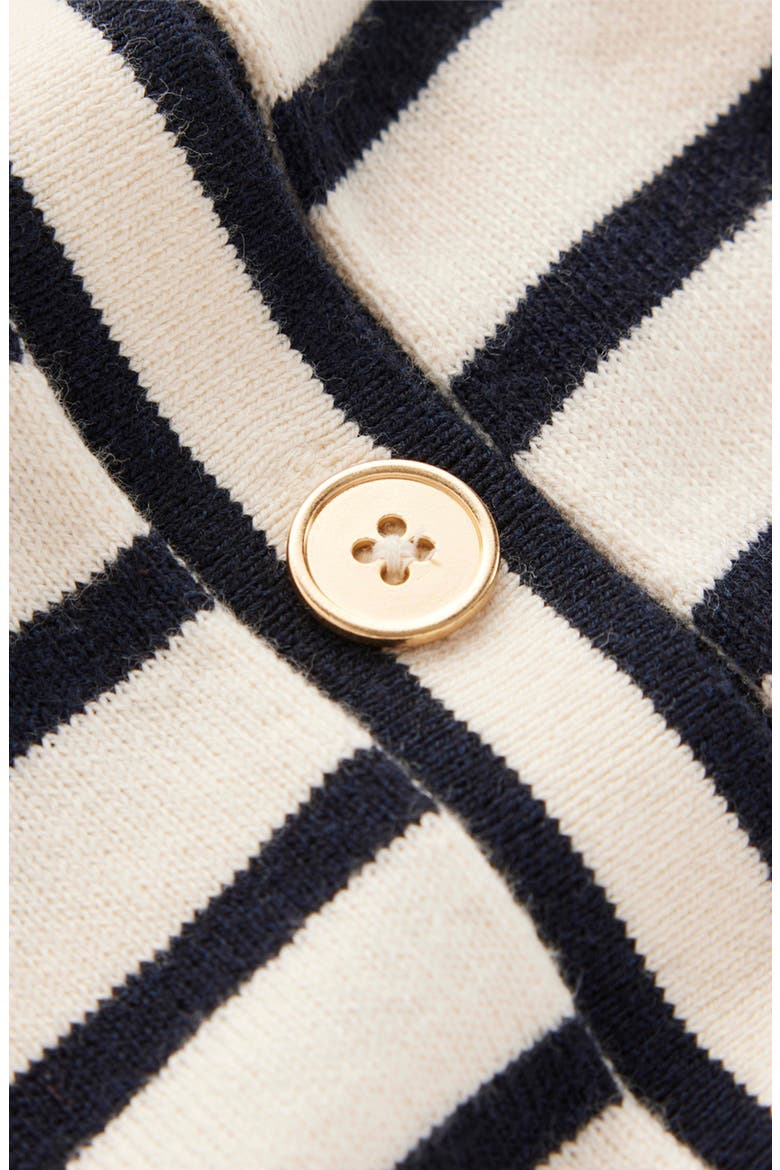 Liz Stripe Collar Cardigan, Alternate, color, IVORY/ NAVY