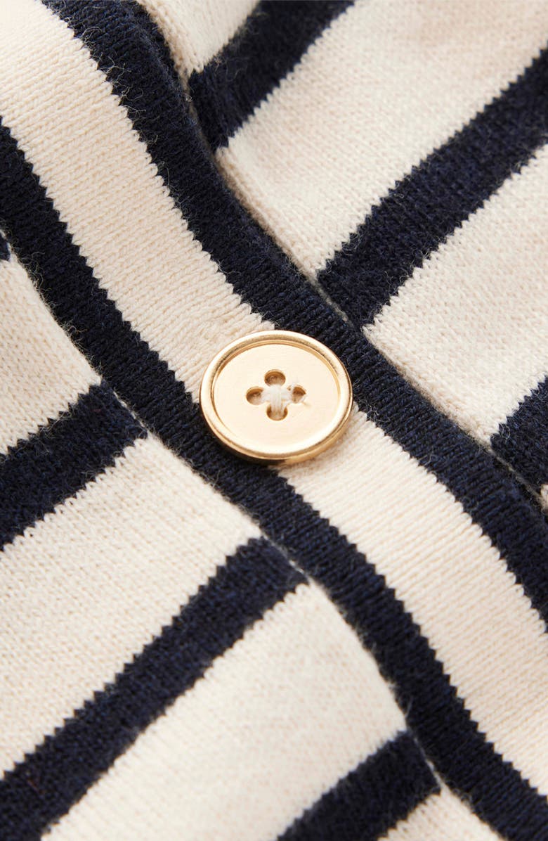 Boden Liz Stripe Collar Cardigan, Alternate, color, Ivory/ Navy
