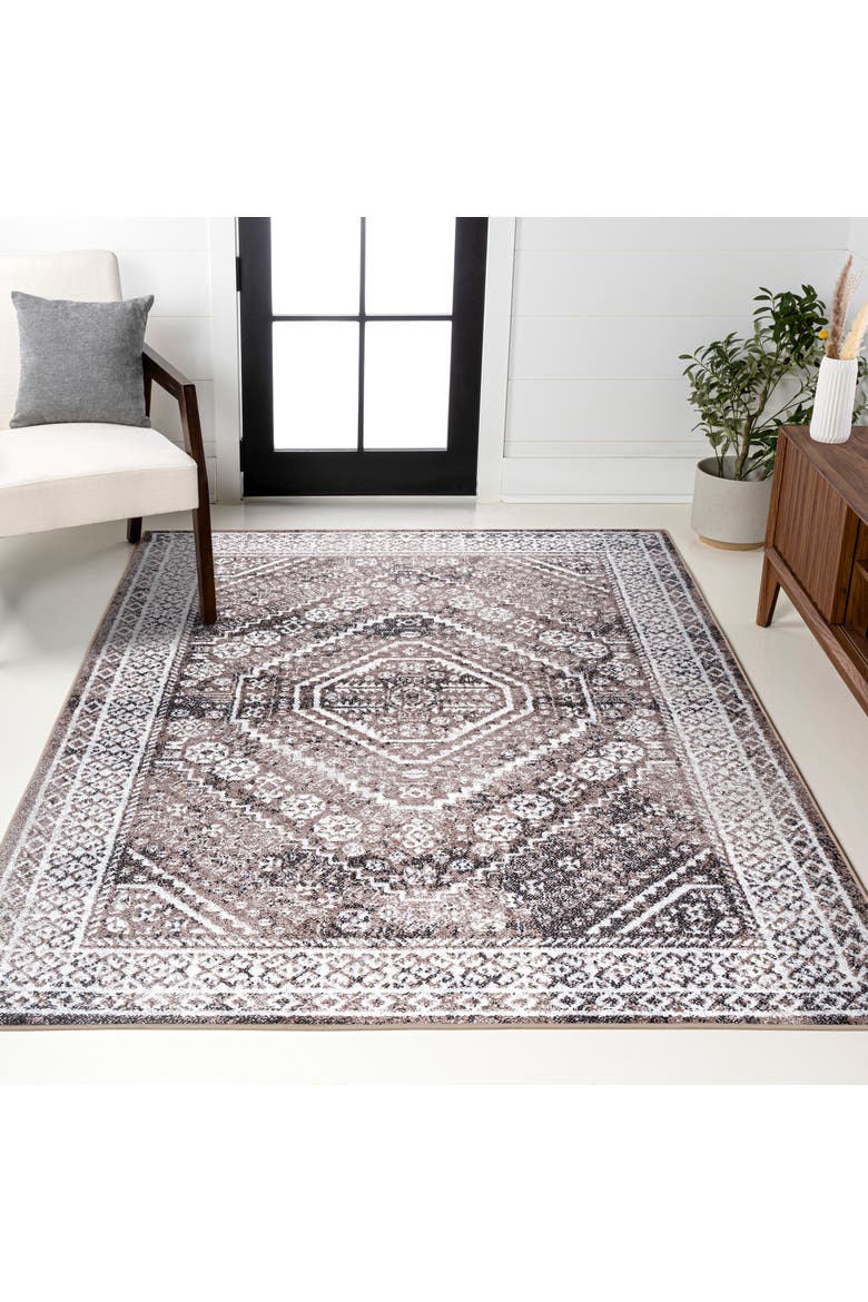 Boho Cottage Medallion Area Rug, Alternate, color, Brown/Ivory