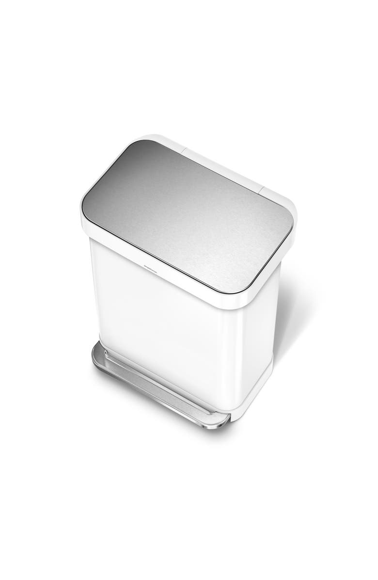 simplehuman 55L rectangular step can with liner pocket, Alternate, color, White