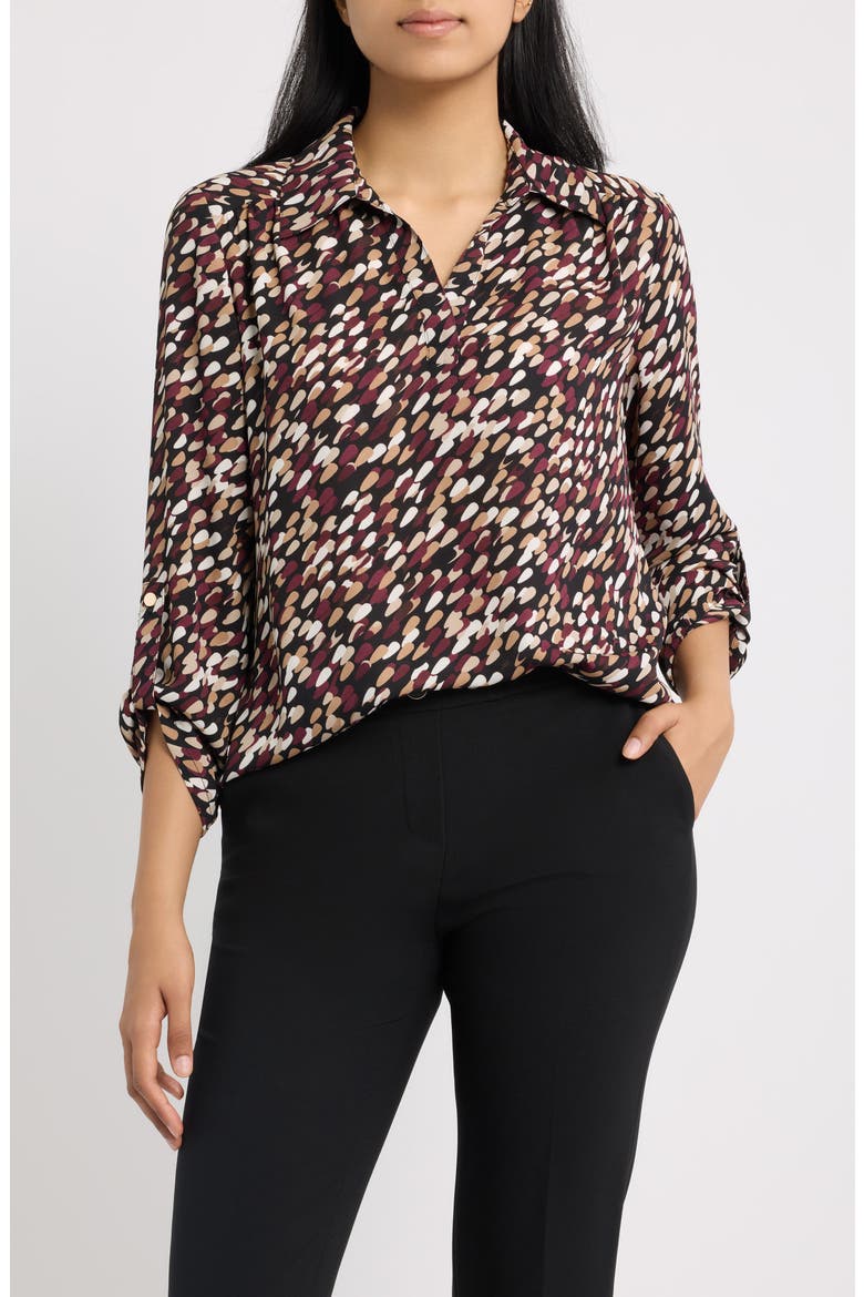 Print Roll Tab Shirt, Main, color, ANNE BLACK MULTI