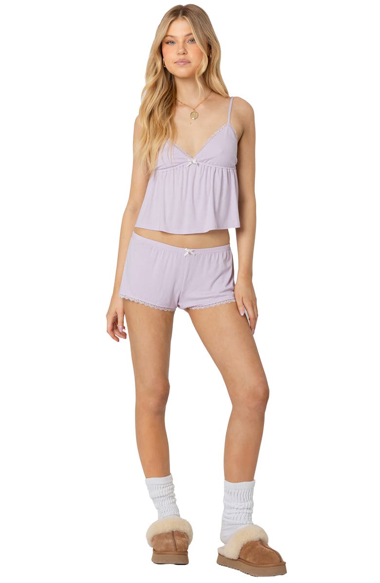 EDIKTED Buffy Crop Babydoll Camisole, Alternate, color, Lilac