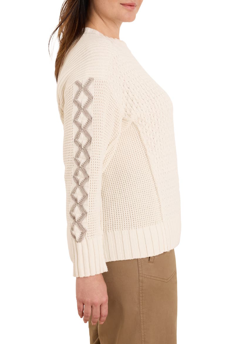Crisscross Cotton Sweater, Alternate, color, COCONUT