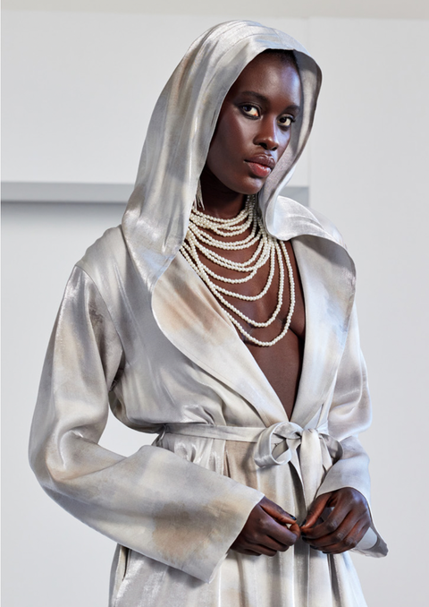 silk wrap jacket & wide leg pants Set