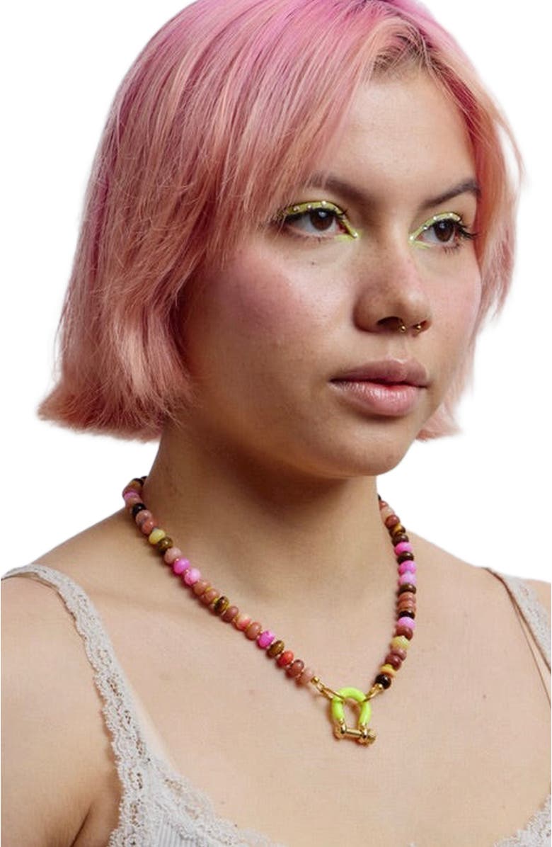 SHOP SPICY DAN Chikin Mixed Gemstone Gold Plated Necklace, Alternate, color, Mixed Gemstone