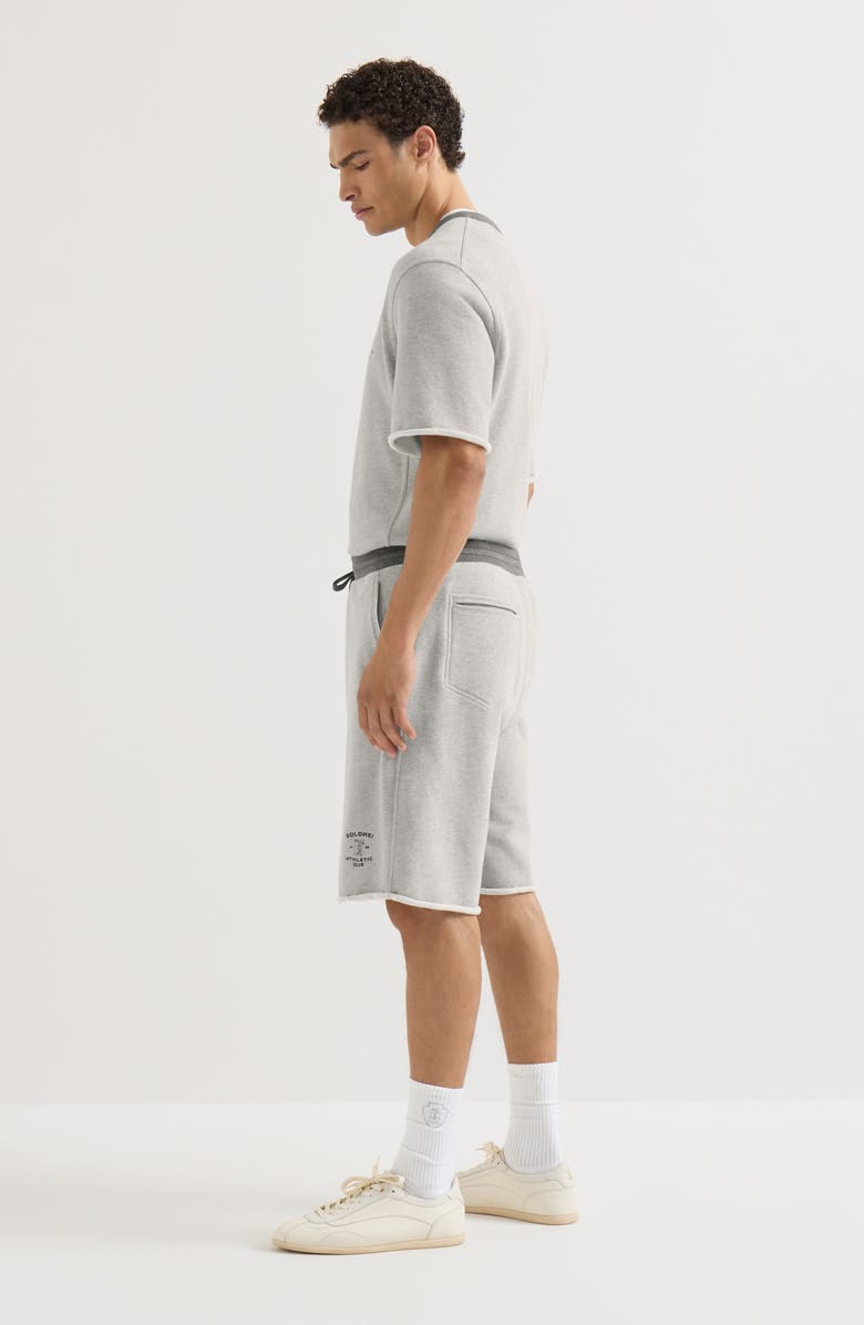 Brunello Cucinelli Cotton French terry Bermuda shorts with embroidery, Alternate, color, Grey