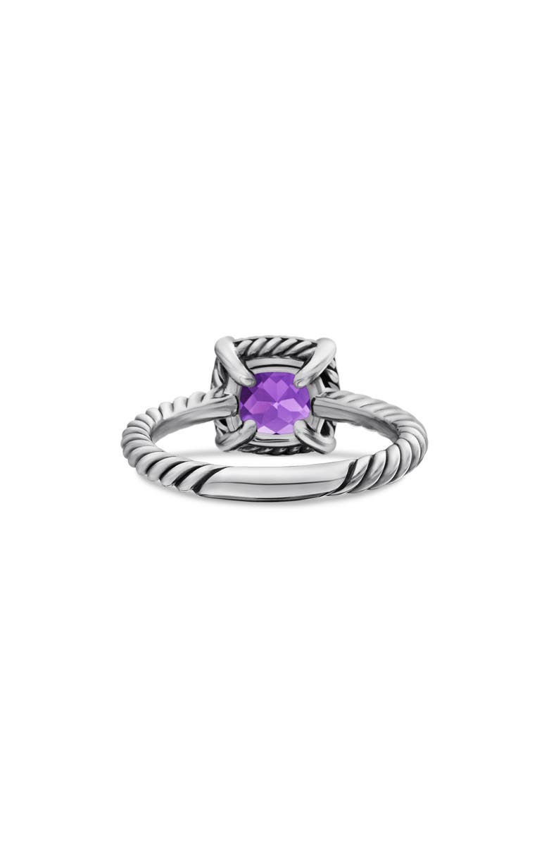 David Yurman Petite Chatelaine<sup>®</sup> Pavé Bezel Ring with Semiprecious Stone and Diamonds, Alternate, color, Silver Pave/ Amethyst