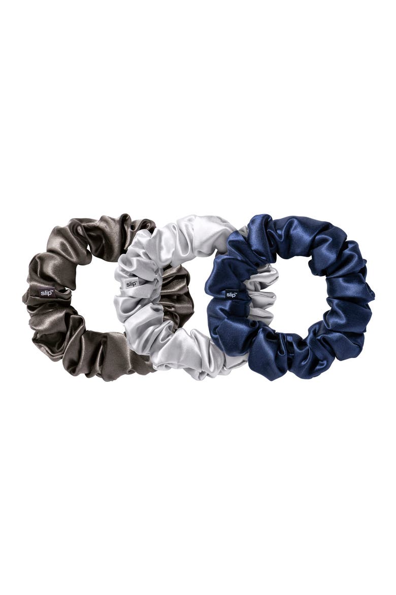 3-Pack Large Silk Scrunchie Set, Main, color, MIDNIGHT