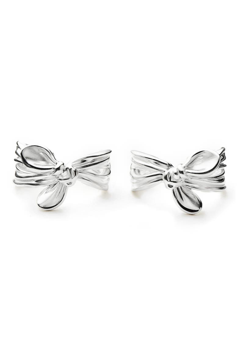 Mark Gong Bow Hoop Earrings, Alternate, color, SILVER