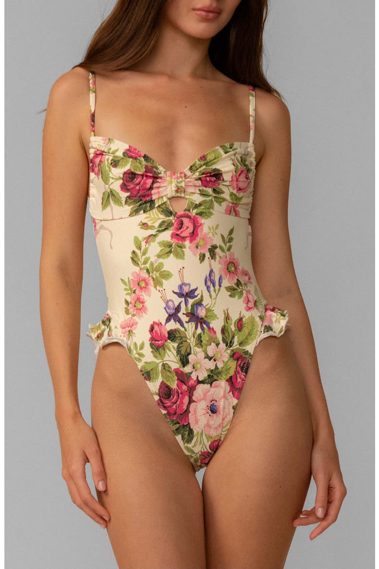 Bouquet Devin Ruffled One-Piece Swimsuit, Main, color, BOUQUET