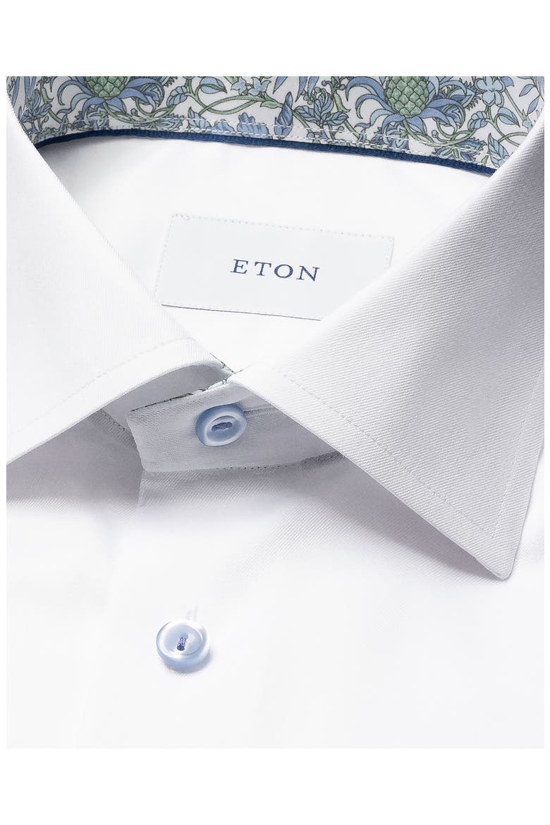 Slim Fit Solid with Floral Detail Signature Twill Button-Up Shirt, Alternate, color, WHITE