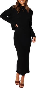 Petal & Pup Payton Mock Neck Top & Maxi Skirt Rib Set