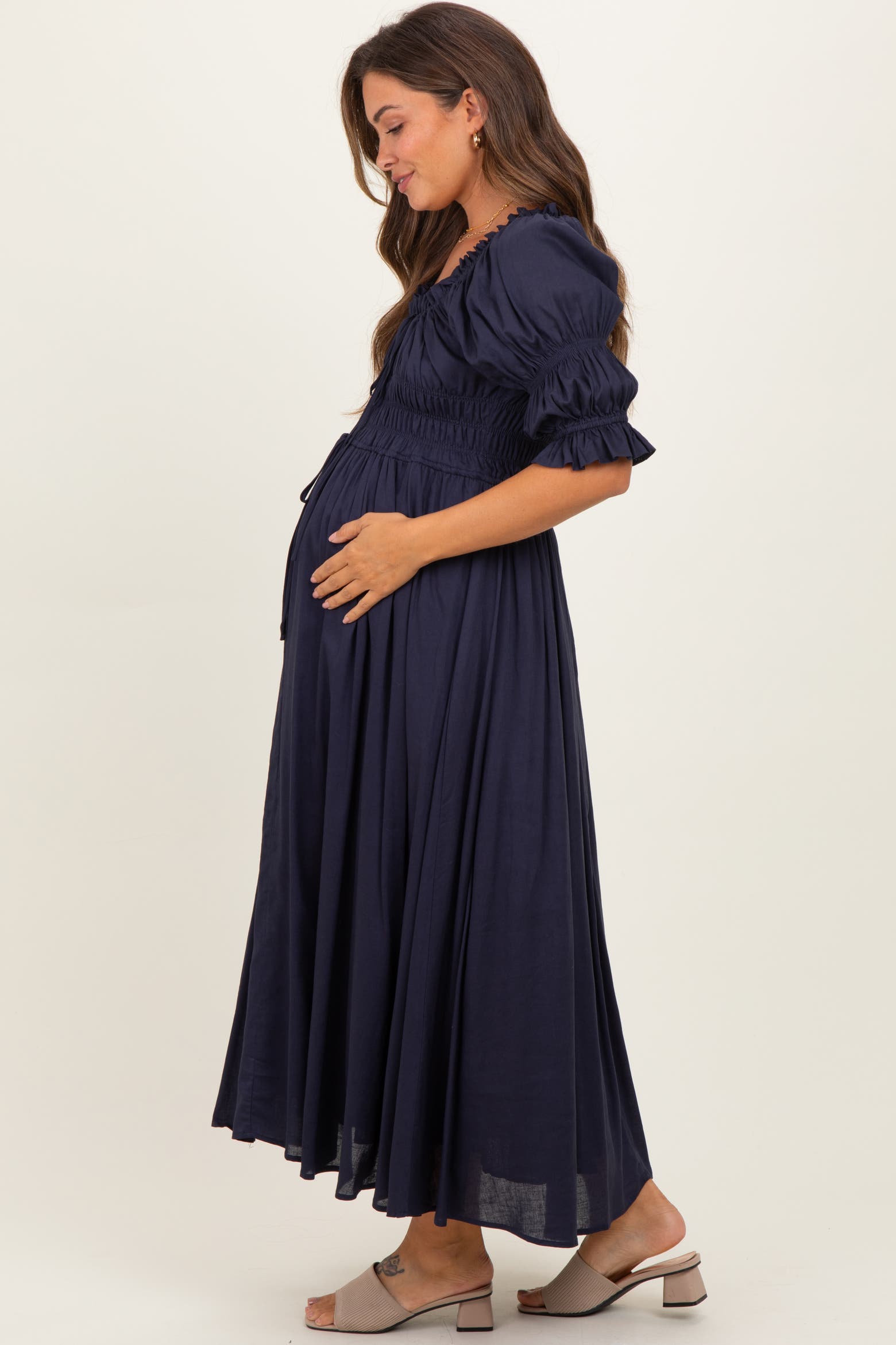Pink Ruffle Dress Design PinkBlush Smocked Ruffle Square Neck Midi Dress (Women) | Nordstrom