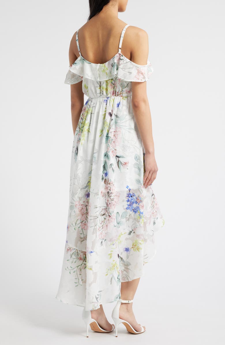 Julia Jordan Floral Ruffle High-Low Wrap Dress, Alternate, color, Ivory/ Multi