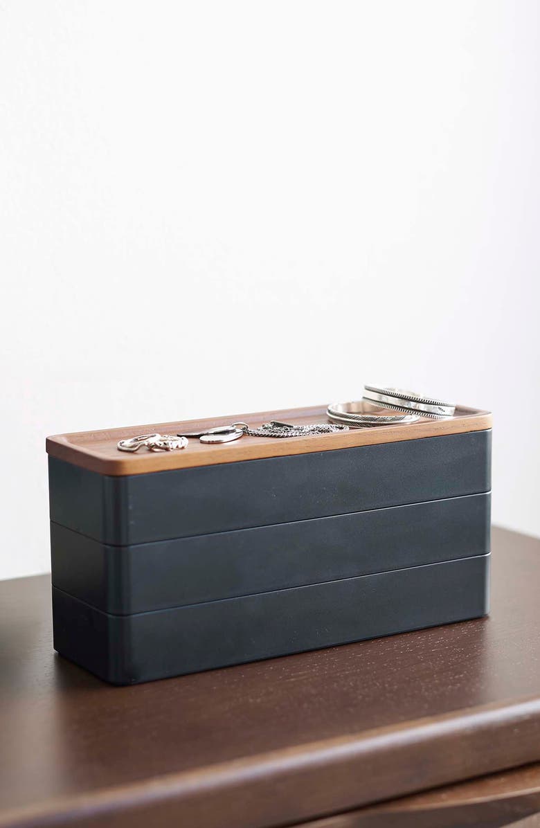 Yamazaki 3-Tier Accessory/Watch Box, Alternate, color, Black