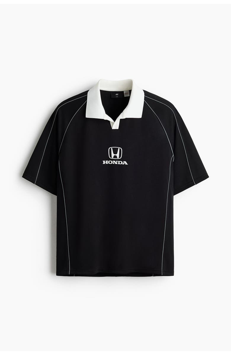 H&M Oversized Fit Printed Football Shirt, Main, color, Black/Honda