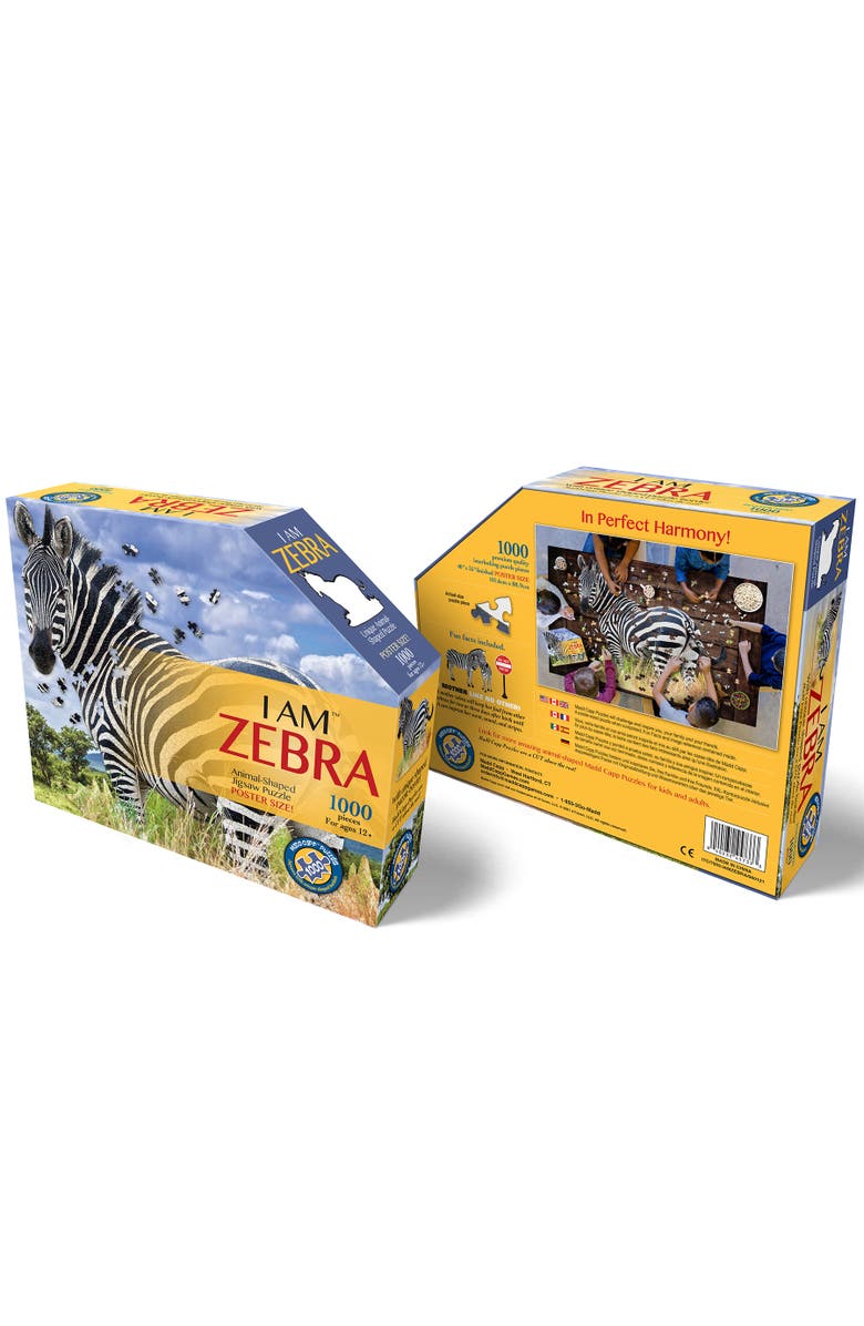 Madd Capp I Am Zebra 1000 Piece Animal Shaped Jigsaw Puzzle, Alternate, color, Multicolored